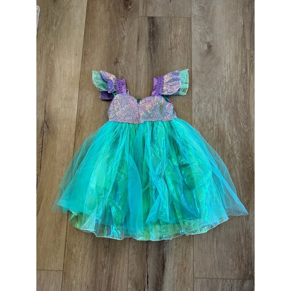 purple & green sequin princess dress halloween costume for toddler girls